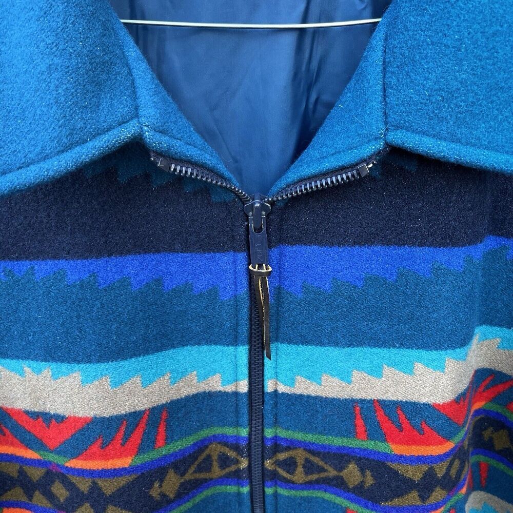 Pendleton Blue And Red Patterned Bomber Jacket - image 6